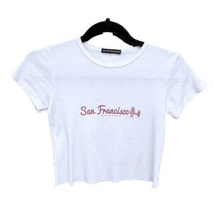 BRANDY MELVILLE 💙 JOHN GALT White Crop San Francisco Golden Gate Bridge T-Shirt